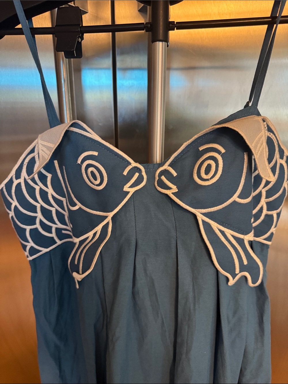 Blue Maxi Dress with Embroidered Fish Bust - Picture 4 of 15